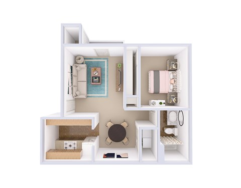Floor plan for 1 bed, 1 bath, 692 sqft